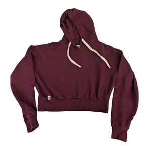 Kangol Burgundy Cropped Hoodie Sweatshirt Kangaroo Logo Drawstring Hood‎